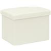 Bonlife Pouf pieghevole in lino con vano portaoggetti, panca imbottita con coperchio, per soggiorno, corridoio, cameretta dei bambini, 42x32x32cm, Bianca