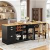 Wyibwy Isola da cucina 120-197cm,tavolo da pranzo estensibile con portaspezie e cassetti,tavolo da bar con pieghevole girevole a 360,maniglie in metallo,Credenza perr piccoli appartamenti,Nero