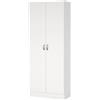 Arreditaly Armadio Multiuso 2 Ante Con 5 Ripiani Regolabili Mobile Salvaspazio Moderno Minimal Per Camera Ingresso Corridoio Ripostiglio Lavanderia Struttura Resistente 69.2 x 34.6 x 170.4 Cm Bianco