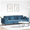 sephironlbb Divano blu, 250 x 77 x 76 cm, in velluto, 4 posti, con nucleo a molle e cuscino per lo schienale, arredo moderno per soggiorno e camera degli ospiti, comfort rilassato