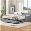 Moimhear Letto 2 in uno multifunzione 90 (180) x 190 cm, con letto in pino, cassetti e letto estraibile (grigio)