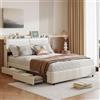 BRILVERDE Letto imbottito 160x200 con Cassetti contenitore, letto matrimoniale con USB e LED, letto funzionale con testiera, struttura letto con rete a doghe, PU (Bianco, 160 x 200 cm)
