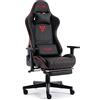 S*MAX Sedia da gioco con poggiapiedi, seduta ispessita, sedia da gamer, bracciolo 3D, sedie per videogiochi con schienale alto, ergonomiche, per adulti, colore nero