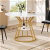 Merax Tavolo da pranzo rotondo, 100 x 100 x 76 cm, per 4 persone, telaio in metallo, superficie di appoggio fissa, gambe del tavolo regolabili, in MDF, per ristoranti, soggiorno, cucina, sala da