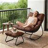 AYDFUORT Sedia a Dondolo con Sgabello, Poltrona Lounge per Esterni Interno, XXL, Sedia a Dondolo da Esterno, Sedia Relax con Cuscino Imbottito, Portata fino a 150 kg, per Giardino, Terrazza, Balcone (marrone)