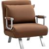 HOMCOM Divano letto 1 posto 2 in 1, Divano letto pieghevole rivestito in pelle scamosciata sintetica, con schienale regolabile a 5 livelli e cuscino imbottito, per ufficio, camera da letto,