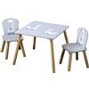 KESPER Tavolo + 2 sedie per bambini Alpaca, 55 x 55 cm, colore: Blu/Marrone