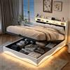 AZJSAHAH Letto imbottito da 160 x 200 cm, con LED e vano portaoggetti, letto matrimoniale con rete a doghe, letto imbottito idraulico con cassettone, in velluto, boxspring 160 x 200 cm, senza materasso, letto