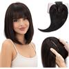 Rich Choices Frangia Clip Capelli Veri 100% Capelli Veri Natural Bangs Extension 3D 360°Hair Toppers Bang Hairtoppers Hairpieces 30cm 33g #1B Nero Naturale