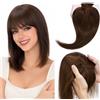 Rich Choices Frangia Clip Capelli Veri 100% Capelli Veri Natural Bangs Extension 3D 360°Hair Toppers Bang Hairtoppers Hairpieces 25cm 28g #4 Marrone Cioccolato