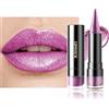 Lestpola Rossetto glitterato metallizzato, rossetto viola rosato lucido opaco a lunga tenuta, waterproof, rossetto alto pigmento senza trasferimento, 2 in 1 matita per labbro, trucco da donna-03
