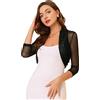 Allegra K Cardigan Donna Top con Bolero a Maniche Lunghe Semitrasparenti Elegante in Vintange Nero XS