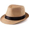 LADYBRO XL Cappelli Fedora in Paglia per Uomo, Estate, Trilby da Spiaggia, Viaggio, Panama, Casual, 59 cm, Cachi, 7.5