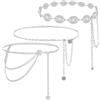 FIDWALL Set di 3 cinture concho in metallo occidentale, cintura a catena con margherita, catena regolabile in vita bohémien, da donna, oro, per abiti da concerto country e abiti, Argento, Taglia unica