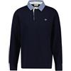 GANT Uomo Polo A Maniche Lunghe in Chambray Pesante da Rugby Regolare, Evening Blue, L