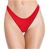 SHEKINI Donna Bikini Perizoma Brasiliano A Forma di U Vita Alta Costumi da Bagno Chic Tanga da Donne Nuoto Tronchi Sexy alla Moda Cheeky Fondo Bikini da Spiaggia (M, Rosso U)