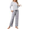 Ekouaer Pigiama Donna Invernale Caldo Lungo, Grigio Chiaro, M