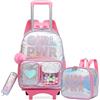 HTgroce Zaino Scuola Trolley Elementare Carrello Zaino Scuola，Trolley Scuola con Borsa per il Pranzo & Penna Astuccio H42xL30xH10cm