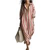 TOFOTL Abiti Eleganti Donna, Elegante Floreali A Righe Traforato Curvy Maniche Tre Quarti Mare Casual Leggero Camicia Milkmaid Moda Estivo Comode Floreale Maglina Semplice Vestiti Curvy Donna,M