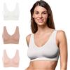 FOCENZA Reggiseno Donna Senza Ferretto 3 Pezzi, Brassiere con Spallina Larga in Microfibra Elasticizzata in Vari Colori, Made in Italy (Bianco-Nudo-Cipria, XXL)
