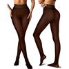 Vertvie Collant Termici Donna Invernali Elasticizzati Collant Donna Effetto Trasparente Foderati in Pile Traslucidi Vita Alta Comodi Collant Felpati Donna Leggings(1pz Bruno,S/M,220g)