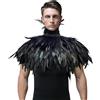 Shyllin Mantello di Piume, Scialle Piume, Mantello Gotico, Costume di Halloween, Costume da Corvo,Boa di Piume per Halloween e Carnevale