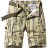 Generic Pantaloncini cargo da uomo in cotone, estivi, a righe, corti, da uomo, per attività all'aria aperta, con tasche multiple, bermuda, elasticizzati, ad asciugatura rapida, da uomo, cachi, 42