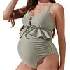 RYTEJFES Costume Premaman Intero Costumi Premaman Donna Taglie Forti Interi da Bagno per con Volant Due Pezzi Vita Alta Abiti Estate Bianco Pigiama Estivo Curvy Bikini Mare Allattamento Copri Pancia Tankini