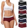 Desanlapi Mutande Boxer Donna Cotone Elasticizzato Slips Cotone Hipster comode Biancheria Intimo Cotone Slip Vita Media Mutandine Culotte Pacco da 6 Nero Blu Navy Rosso Scuro M
