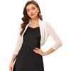 Allegra K Cardigan Donna Top con Bolero a Maniche Lunghe Semitrasparenti Elegante in Vintange Bianca M