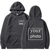 YILDEX Il Tuo Design Logo/Immagine Personalizzato Uomini Donne Testo Fai da Te Felpe con Cappuccio Felpa Casual Dark Grey,L