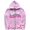 ZENMANCHEN Felpa stile anni 2000 con cappuccio, stampa in rilievo, grafica grunge e zip, giacca stile hip hop/streetwear, 1-rosa, Large