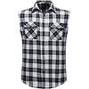 Iris Sprite Camicia da uomo senza maniche a quadri, casual, in flanella, con bottoni, vestibilità larga, con tasca, Plaid nero-a210, S