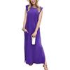 GRECERELLE - Abito lungo senza maniche da donna, stile camicia estivo informale, elegante, classico, con apertura e tasche, porpora scuro, S