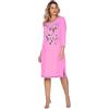 e.FEMME® Camicia da notte da donna Jenny 1113 in 93% cotone e 7% elastan, con gufo, Colore: rosa., 44
