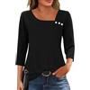 Kistore Camicette da donna con maniche a 3/4, con scollo asimmetrico, abbigliamento alla moda da donna, taglie S-2XL