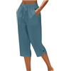 Generico Pantaloni Capri Donna Larghi Estivi Cotone e Lino Pantalone 3/4 Larghi Leggeri Comodi Elegante Taglie Forti Pinocchietti Spiaggia Casual Tinta Unita Pantaloncini con Coulisse Elastico in Vita