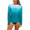 SHEKINI Maglia da Nuoto a Maniche Lunghe Rash Guard da Donna Serie con Stampa Paesaggistica Top da Surf（XL，Gradiente-JB）