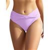 SHEKINI - Mutandina da bagno da donna, stile retrò, con arricciature, controllo della pancia, classica, nera, da spiaggia, taglia grande per donne, viola chiaro, M