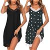 Ekouaer Camicia da Notte da Donna Senza Maniche Indumenti da Notte Sexy Sciolto Sottoveste in Pizzo Scollo a V Morbido Jersey Lingerie Corto Estiva S-XXXL