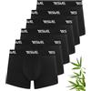 YESWEL Boxers in bambù per Uomo Pacco da 6, Biancheria Intima Delicata e Non irritante, con Fascia Traspirante (6X Nero, L)