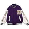 SIYAN Giacca Sportiva Da Uomo Giacca Da Baseball Con Giacca Di Transizione Classica College Bomber Con Colletto Rialzato In Velluto(Purple,M)
