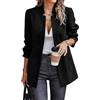 FM2018XSL Giacca da Ufficio a Maniche Lunghe da Donna Casual Blazer da Donna con Tasche Elegante Cappotto con Colletto Ritagliato(L=Taglia XL,Nero)
