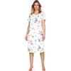 e.Femme® Camicia da Notte da Donna Jana 1019 a Maniche Corte, 100% Cotone, Bianco/Blu, 44