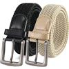 BOZEVON Cintura in Tessuto Elastica - Cintura in Intrecciata Elastico Tessuti per Uomo Donna Nero**1 + Kaki*1