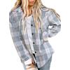 Asiertiy Camicia da donna in flanella a quadri buffalo, maniche lunghe, colletto, bluse button down, top leggeri (XS-4XL), L