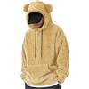 Generic Felpa con cappuccio da uomo con orsetto = felpa con cappuccio casual elegante foderata in pile felpato termico con tasche a canguro, vestibilità ampia, elegante maglione termico per sport all'aria