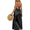 Generico Sottoveste Donna Raso - Camicia da Notte in Raso Donna Sexy Camicia da Notte Lunga Abito Sottoveste Lungo Lunga Vestaglia Sposa Seta Babydoll Spalline Regolabili Vestaglia con Scollo a V