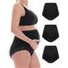 Herzmutter Mutande Premaman Cotone - Oeko Tex 100 - Gravidanza - Mutandine Premaman - Slip maternità - 5130 (XXL, Nero Pizzo, 3X)
