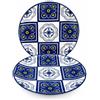 cecaro group Set 12 Piatti in Ceramica Decorata Blu Gialla - 6 Piatti Piani Ø 23 cm + 6 Piatti Fondi Ø 20 cm - Servizio Tavola per 6 Persone